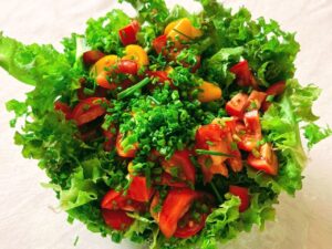 Salade faite avec les légumes de la serre automatisée aquaponique myFarm